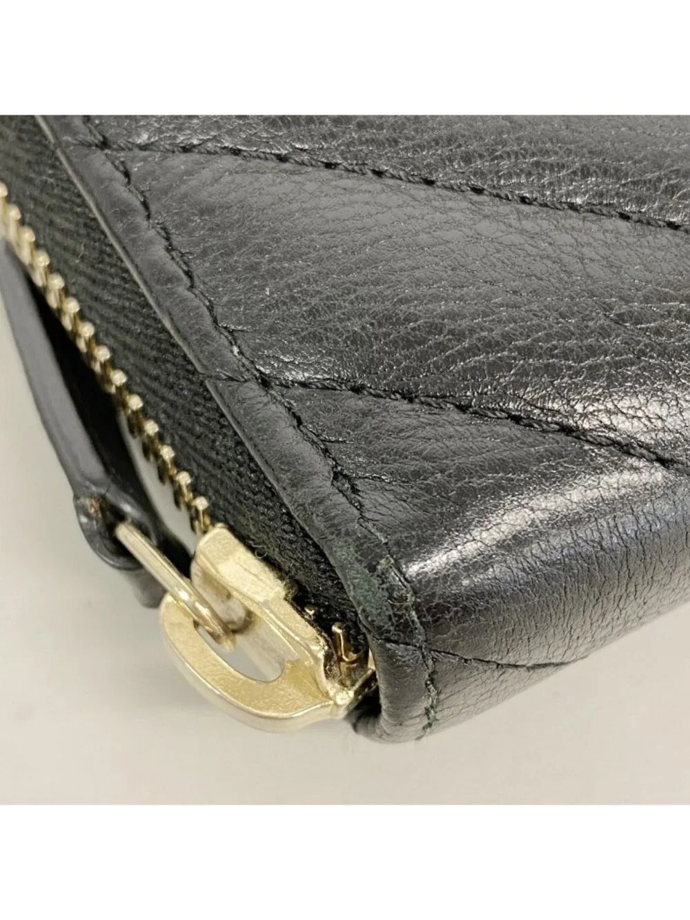 Chanel Wallet Che Blanc Leather Black Gold